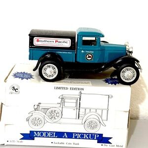 Ford teal and black Model A pickup toy - Southern Pacific livery